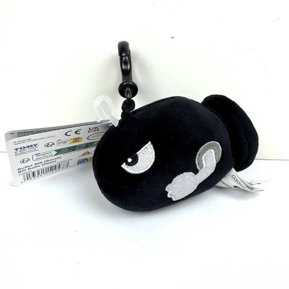 Nintendo Mario Kart BULLET BILL Clip-On 4" Small Plush Club Mocchi Mocchi NEW